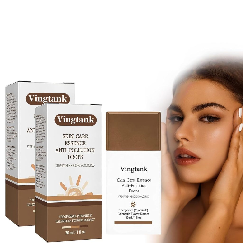 2 Bottles Skin Care Essence Anti-Pollution Drops - Bronzing Serum  Facial Tanning Drops,Fake Tan Peptide Serum,Liquid Bronzer Cream for Aging Skin(2 x 1.05 oz/30 ml)