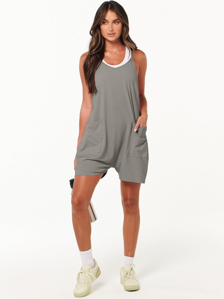 ANRABESS Womens Summer Casual Sleeveless Romper Loose Spaghetti Strap Shorts Overalls Jumpsuit with Pockets 2024 Clothes