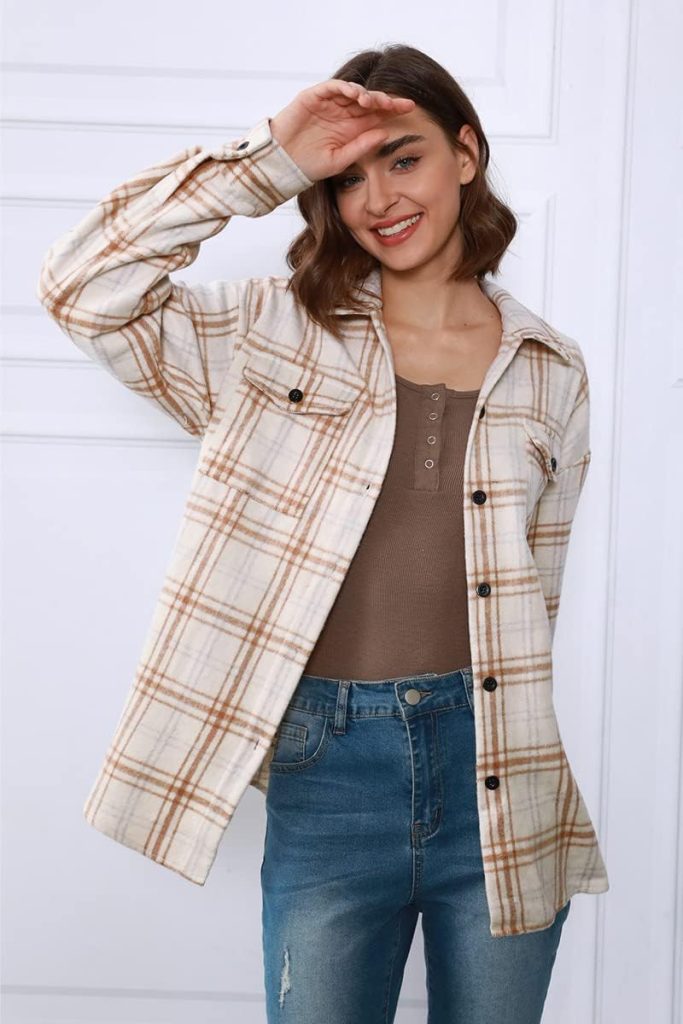 AUTOMET Fall Outfits Womens Fashion Casual Plaid Shackets Button Down Long Sleeve Shirts 2024 Clothes