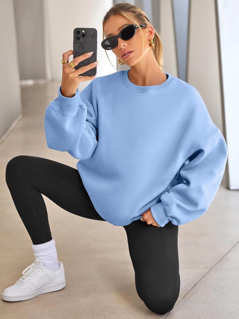EFAN Womens Oversized Sweatshirts Hoodies Fleece Crew Neck Pullover Sweaters Casual Comfy Fall Fashion Outfits Clothes 2024