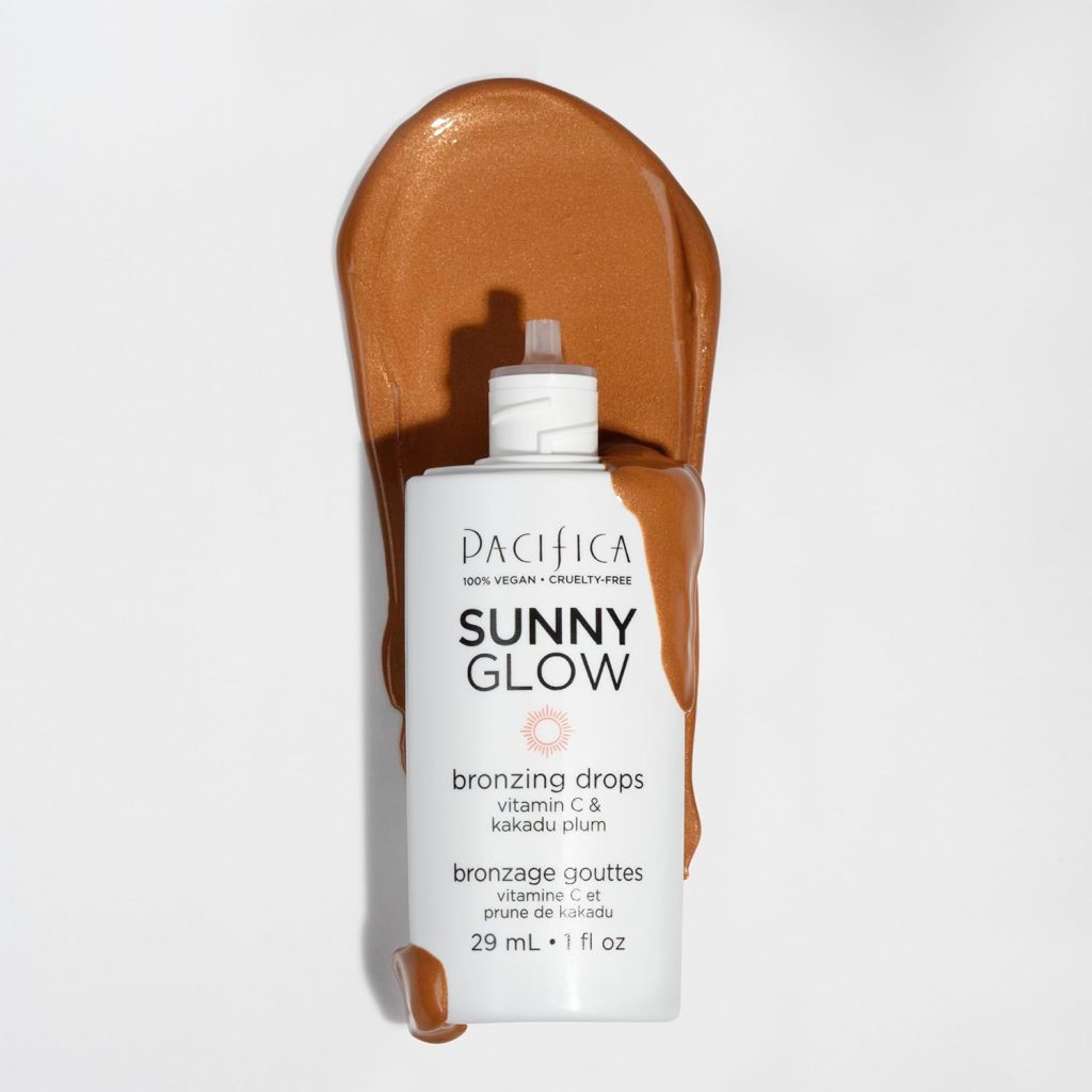 Pacifica Beauty Sunny Glow Bronzing Drops with Vitamin C, Skin Tint Illuminator, Liquid Bronzer, Dewy Healthy Glow, Silky Sunkissed Skin, Vegan and Cruelty Free, 1 fl oz