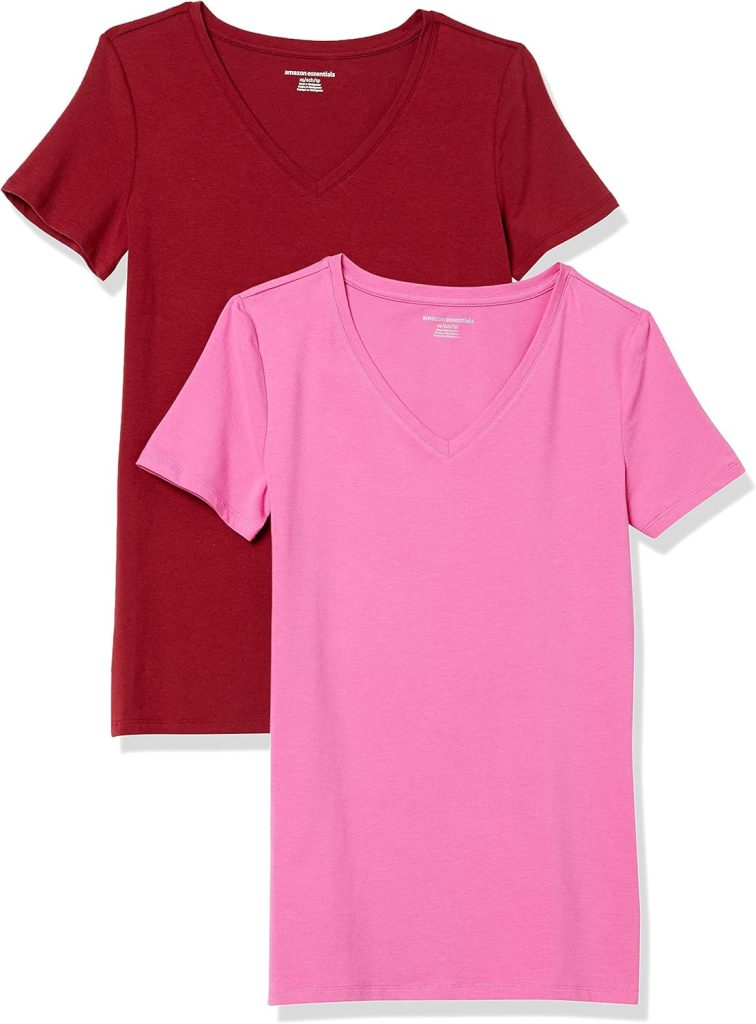 Amazon Essentials Womens Classic-Fit Short-Sleeve V-Neck T-Shirt, Multipacks
