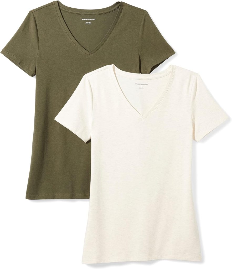 Amazon Essentials Womens Classic-Fit Short-Sleeve V-Neck T-Shirt, Multipacks