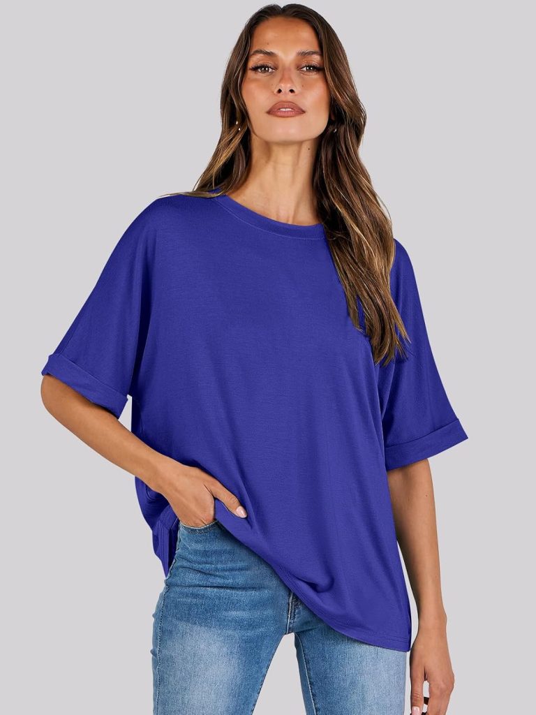 ANRABESS Womens Oversized T Shirts Short Sleeve Crewneck Summer Tops Casual Loose Basic Tee Shirts 2024 Trendy Clothes