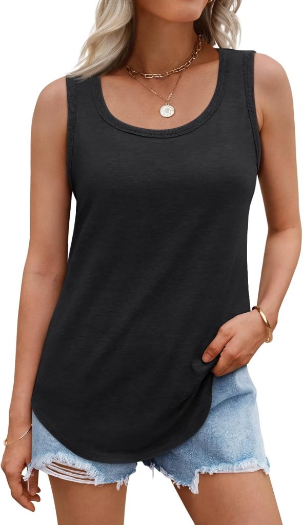AUTOMET Womens Loose Fit Casual Flowy Tank Tops Round Neck Trendy Sleeveless Summer Tops Clothes Outfits 2024