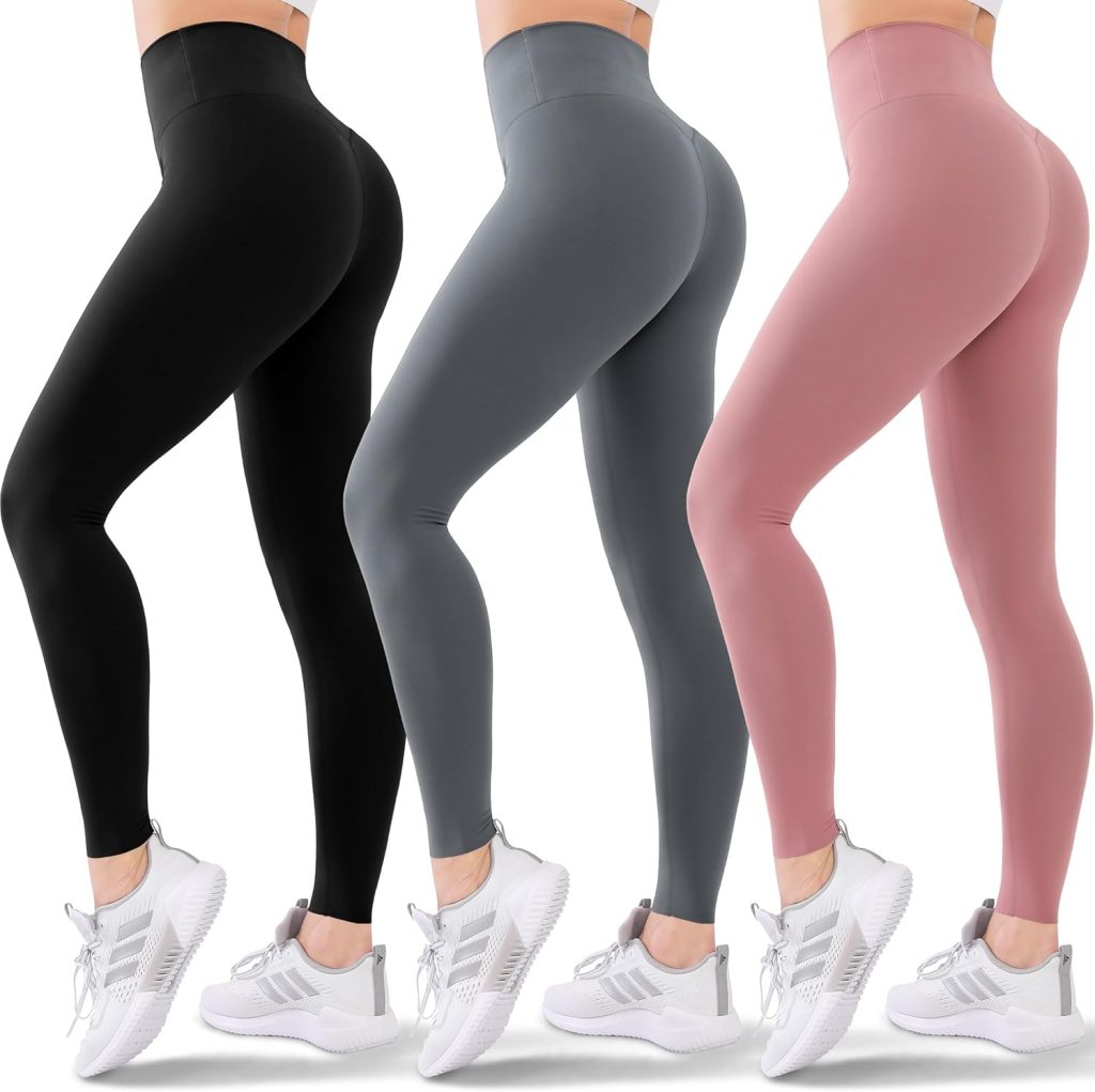 Blisset 3 Pack High Waisted Leggings for Women-Soft Athletic Tummy Control Pants for Running Yoga Workout Reg  Plus Size