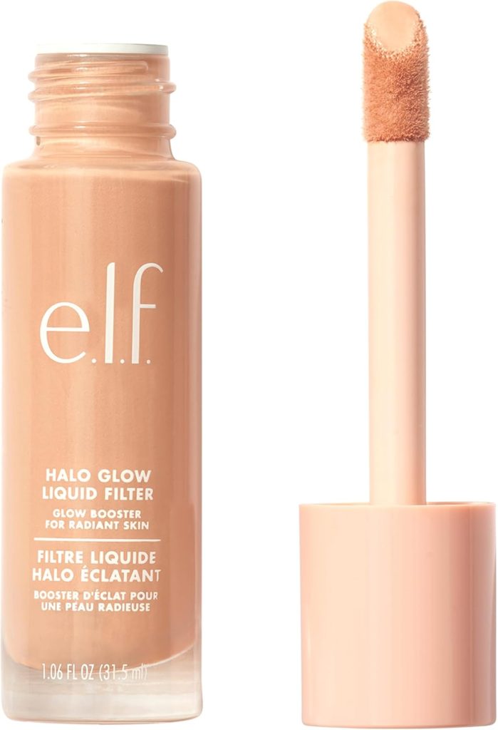 e.l.f. Halo Glow Liquid Filter, Complexion Booster For A Glowing, Soft-Focus Look, Infused With Hyaluronic Acid, Vegan  Cruelty-Free, 3 Light/Medium