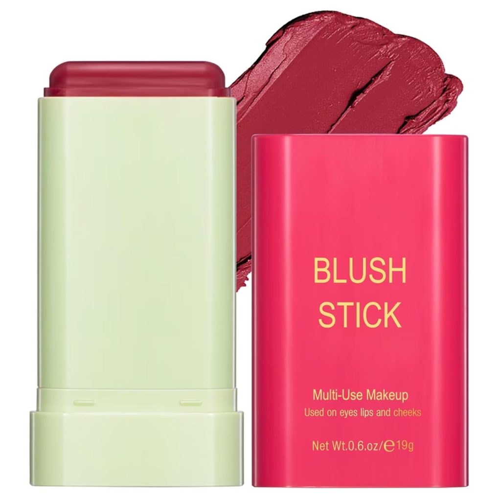 Multi-Use Makeup Blush Stick,Beauty Solid Moisturizer Stick,Waterproof Natural Nude Makeup,Tinted Solid Moisturizer Stick for Eyes Lips Cheek(1#shy pink)