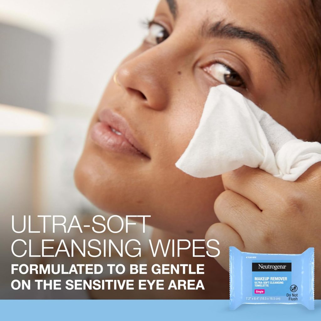 Neutrogena Makeup Remover Wipes, Individually Wrapped Daily Face Wipes for Waterproof Makeup, Travel  On-the-Go Singles, 20 Count