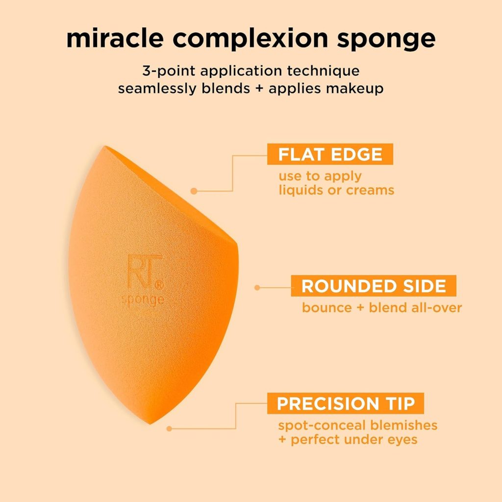 Real Techniques Miracle Complexion Sponge Set Duo, 2 Makeup Sponges For Liquid  Cream Makeup, Makeup Blender Sponge For Buildable Coverage, Foundation Sponge For Natural, Dewy Base, Latex-Free Foam