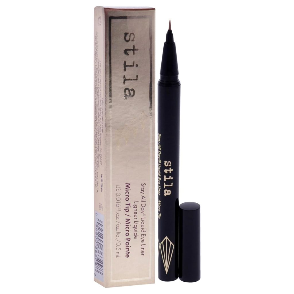 stila Waterproof Liquid Eye Liner, Stay All Day Makeup with Fine Brush Tip Lasting Satin Finish, Smudge-Proof  Transfer-Resistant