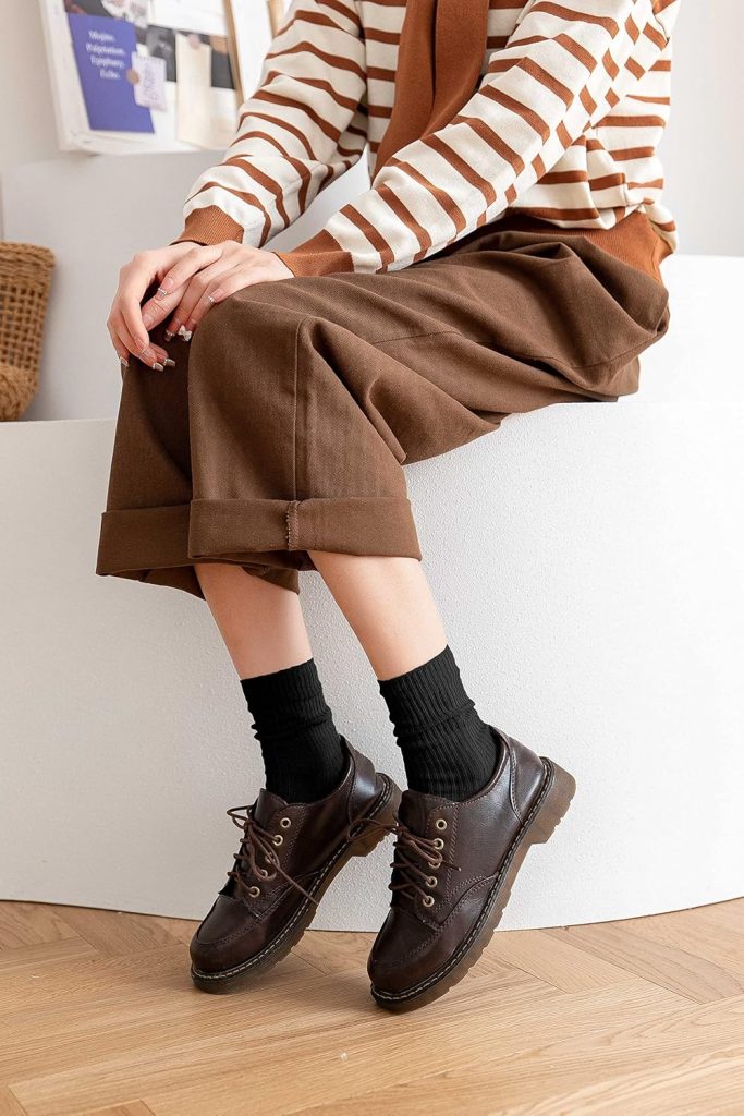 Womens Cute Crew Socks Casual Athletic Aesthetic Socks Neutral Cotton Socks for Women Granola Girls Clothes