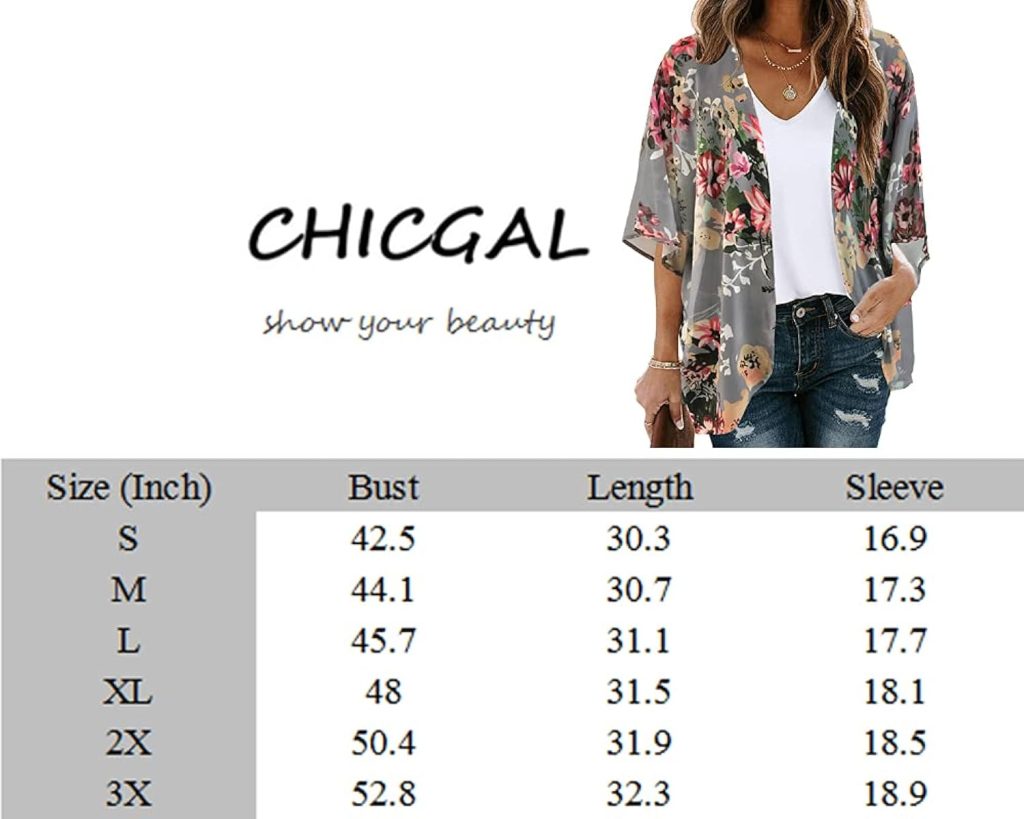 Womens Floral Print Puff Sleeve Kimono Cardigan Loose Cover Up Casual Blouse Tops