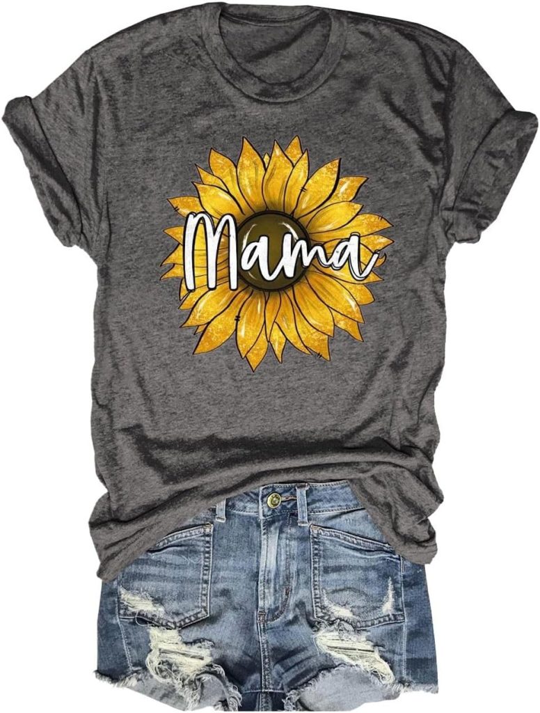 Womens Vintage Flowers Shirt Casual Boho Floral Printed T-Shirt Sunflower Wildflowers Graphic Tees Tops for Girl