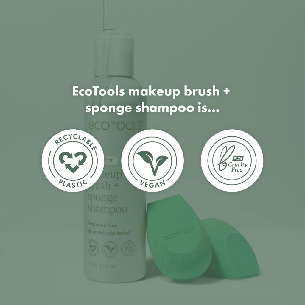 EcoTools Cleanser Shampoo for Makeup Brush/Sponge/Puffs, Remove Makeup  Impurities, Fragrance-Free, No Harsh Chemicals, Vegan  Cruelty-Free, 6 fl.oz./177 ml, 1 Count