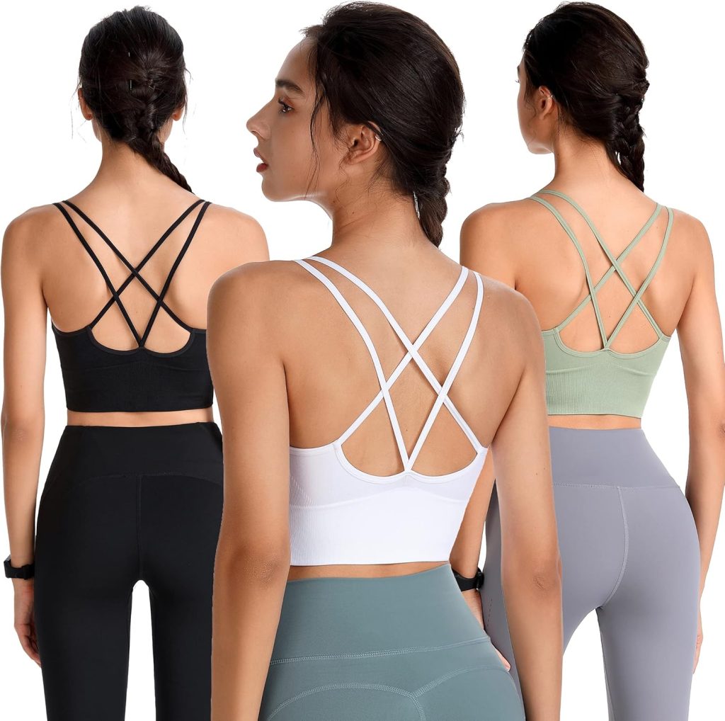 Evercute Cross Back Sport Bras Padded Strappy Criss Cross Cropped Bras for Yoga Workout Fitness Low Impact Evercute Cross Back Sport Bras Padded Strappy Criss Cross Cropped Bras for Yoga Workout Fitness Low Impact
