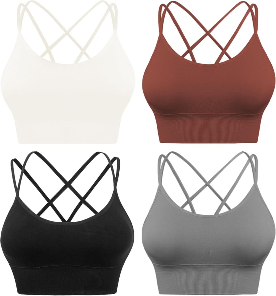 Evercute Cross Back Sport Bras Padded Strappy Criss Cross Cropped Bras for Yoga Workout Fitness Low Impact Evercute Cross Back Sport Bras Padded Strappy Criss Cross Cropped Bras for Yoga Workout Fitness Low Impact