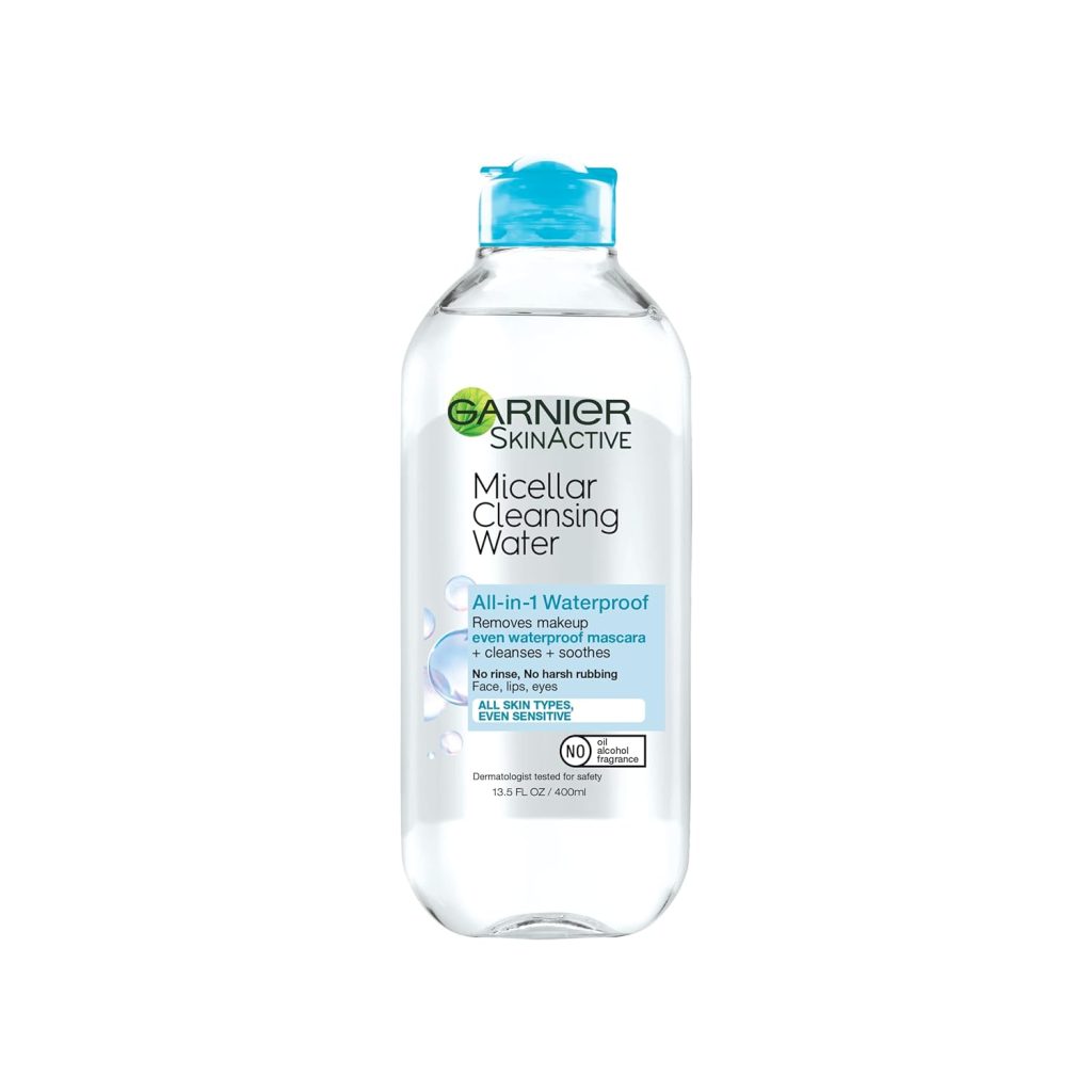 Garnier Micellar Water For Waterproof Makeup, Hydrating Facial Cleanser  Makeup Remover, Suitable for Sensitive Skin, Vegan, Cruelty Free, 13.5 Fl Oz (400mL), 1 Count Garnier Micellar Water For Waterproof Makeup, Hydrating Facial Cleanser  Makeup Remover, Suitable for Sensitive Skin, Vegan, Cruelty Free, 13.5 Fl Oz (400mL), 1 Count