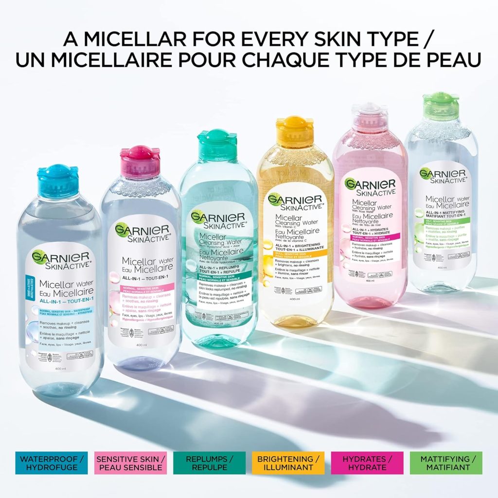 Garnier Micellar Water For Waterproof Makeup, Hydrating Facial Cleanser  Makeup Remover, Suitable for Sensitive Skin, Vegan, Cruelty Free, 13.5 Fl Oz (400mL), 1 Count Garnier Micellar Water For Waterproof Makeup, Hydrating Facial Cleanser  Makeup Remover, Suitable for Sensitive Skin, Vegan, Cruelty Free, 13.5 Fl Oz (400mL), 1 Count