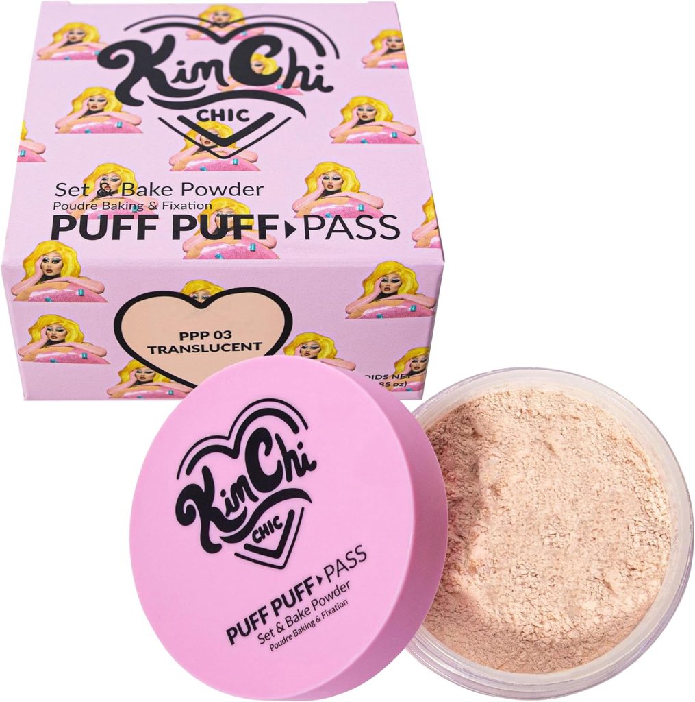 Kimchi Chic Beauty Puff Puff Pass Set and Bake Powder, Loose Face Powder with Extra Fluffy Setting Powder Puff, Soft Natural Face Makeup for Uneven Skin Tone, 03 Translucent