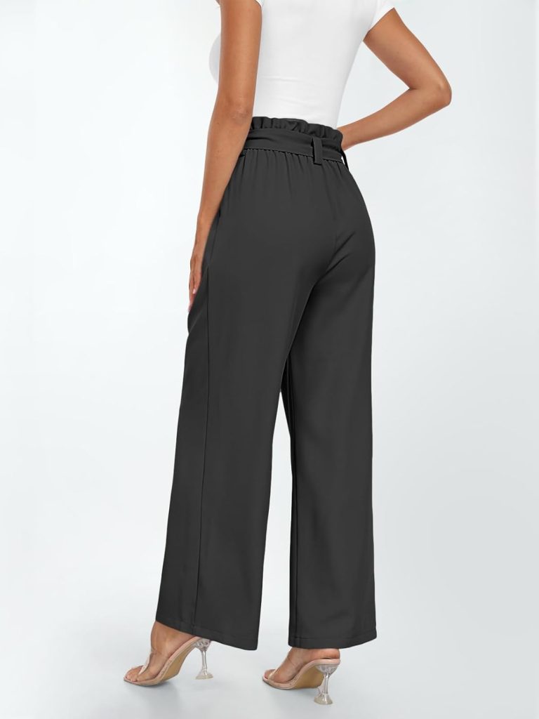 LILLUSORY Wide Leg Dress Pants Womens Paperbag High Waisted Business Casual Trousers with Removable Belt LILLUSORY Wide Leg Dress Pants Womens Paperbag High Waisted Business Casual Trousers with Removable Belt