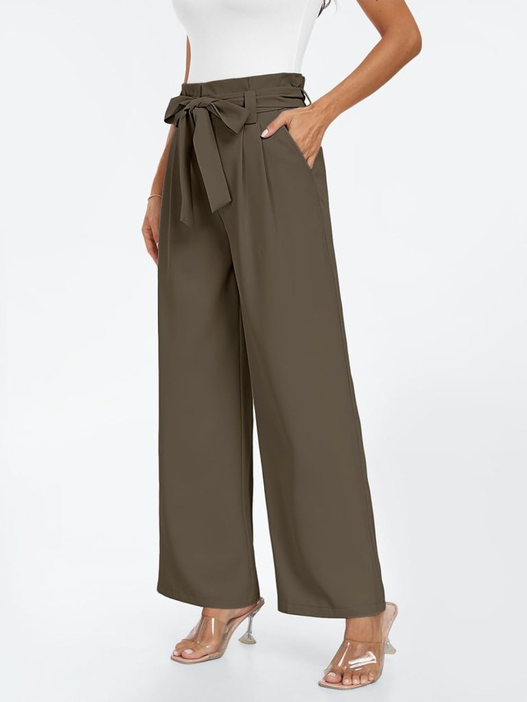 LILLUSORY Wide Leg Dress Pants Womens Paperbag High Waisted Business Casual Trousers with Removable Belt LILLUSORY Wide Leg Dress Pants Womens Paperbag High Waisted Business Casual Trousers with Removable Belt