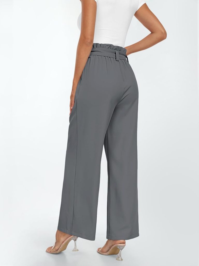 LILLUSORY Wide Leg Dress Pants Womens Paperbag High Waisted Business Casual Trousers with Removable Belt LILLUSORY Wide Leg Dress Pants Womens Paperbag High Waisted Business Casual Trousers with Removable Belt