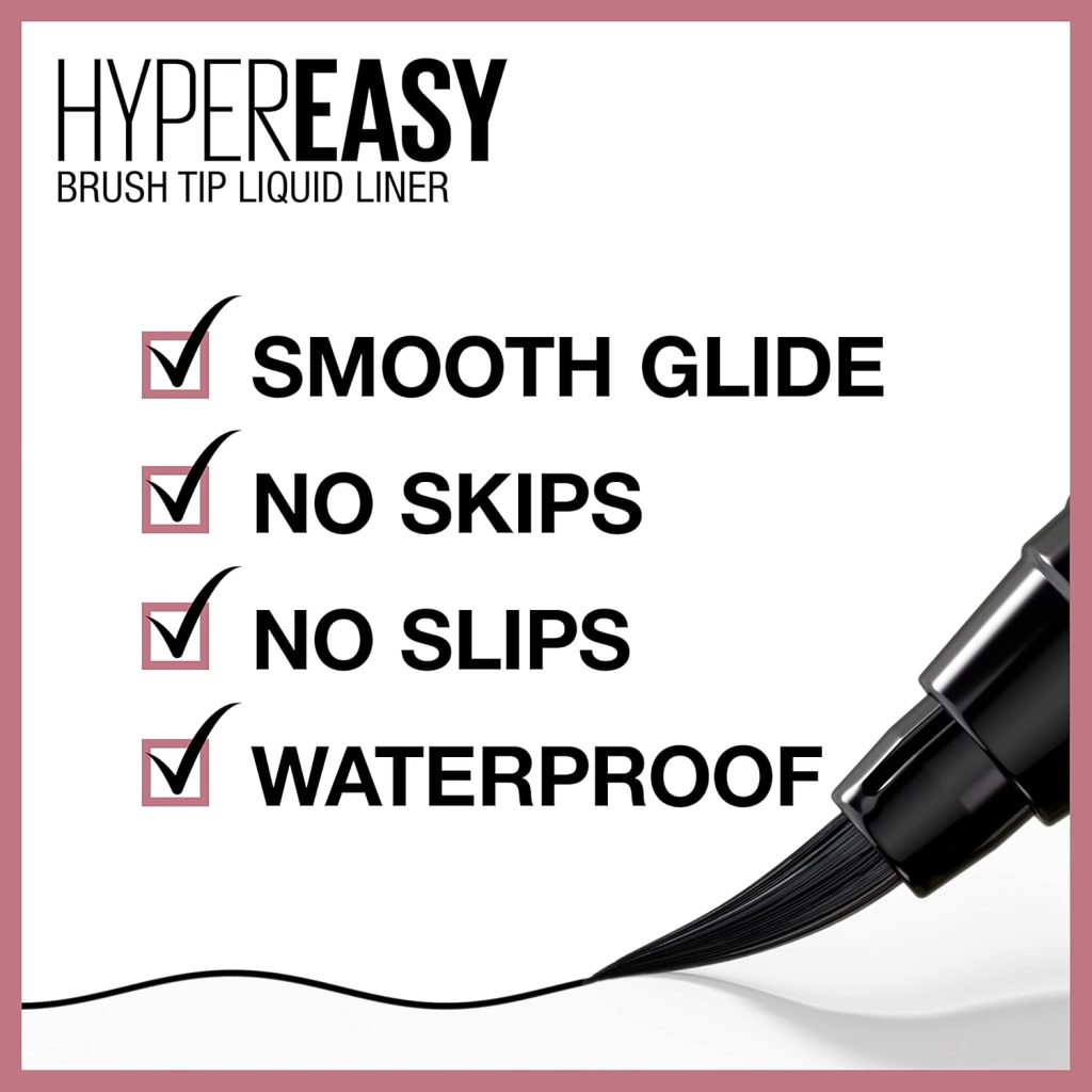 Maybelline Hyper Easy Liquid Pen No-Skip Eyeliner, Satin Finish, Waterproof Formula, Pitch Black, 0.018 Fl Oz Maybelline Hyper Easy Liquid Pen No-Skip Eyeliner, Satin Finish, Waterproof Formula, Pitch Black, 0.018 Fl Oz