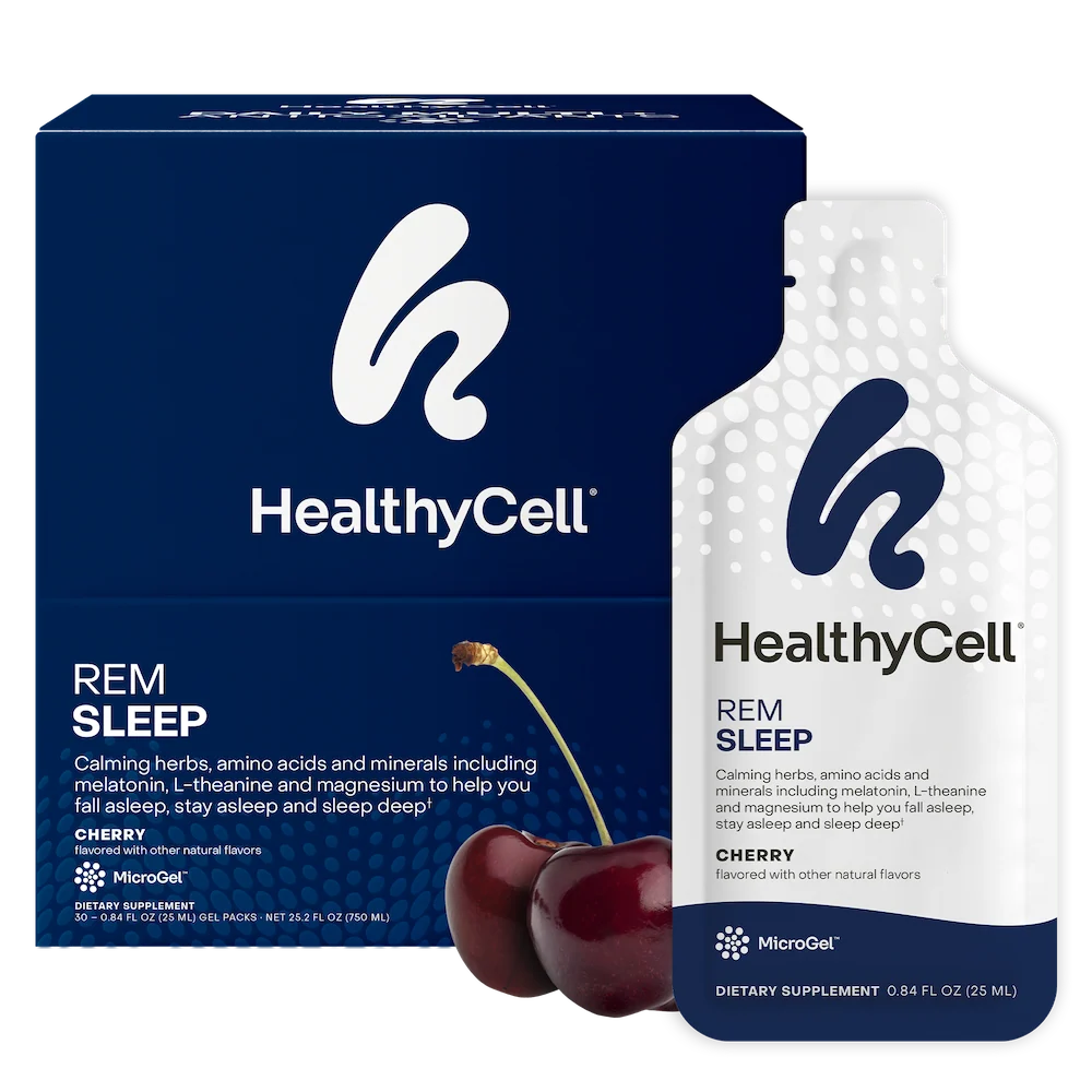 HealthyCell REM Sleep box with fruit imagery on a white background