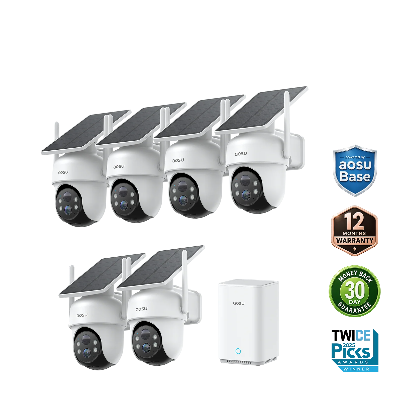 Six SolarCam D1 Classic cameras with aosuBase